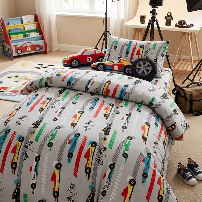 Kids' Premium Bed Sheet Set - Racing Cars