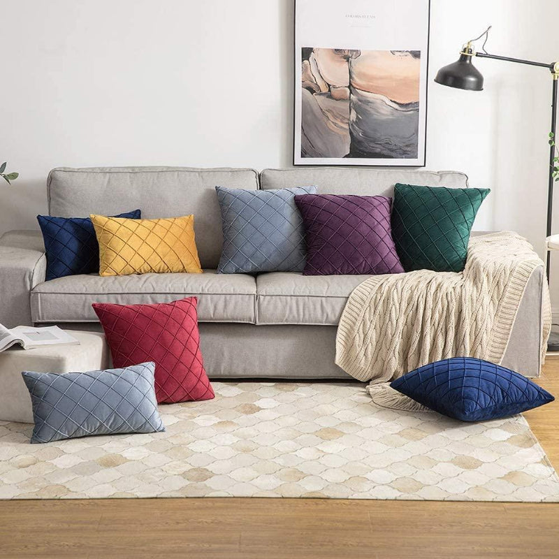 Velvet Pinch Pleated Cushion Covers - 2 Pcs Set