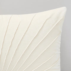 Solaris Pintuck (Rectangular-14x24) Cream Velvet Cushion Cover-1 PC