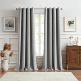 2Pc Grey Blackout Eyelet Curtains – Dim Grey