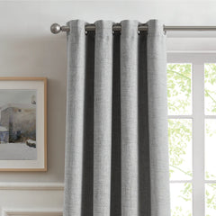 2Pc Grey Blackout Eyelet Curtains – Dim Grey