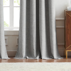 2Pc Grey Blackout Eyelet Curtains – Dim Grey