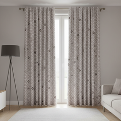 2Pc Printed Eyelet Curtain – Gray Elegance