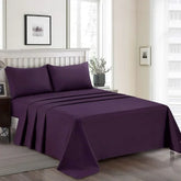 Plain Cotton Bed Sheet Set -Purple