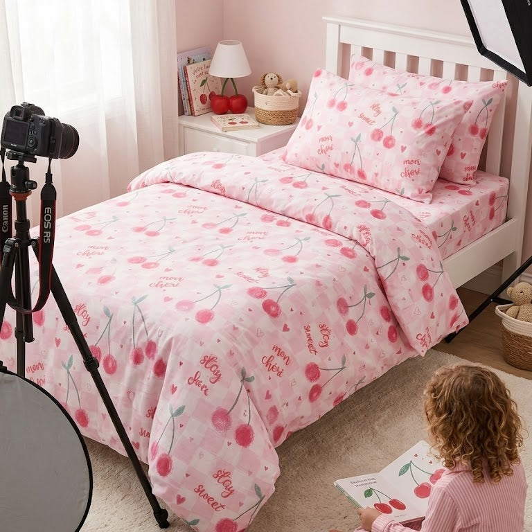 Kids' Premium Bed Sheet Set - Cherry Blossom