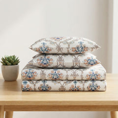 Double Cotton Bed Sheet - Ivory Garden