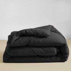 Plain Dyed Duvet Cover Set-Black