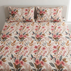 Imperial Flora - Printed Flat Sheet Set, Double Bed, 100% Cotton
