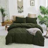 Plain Dyed Duvet Cover Set-Army Green