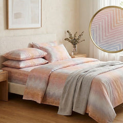 Double Cotton Satin Bed Sheet - Zigzag Blush