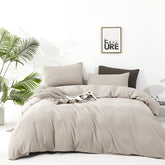 Plain Dyed Duvet Cover Set-Beige Coffee