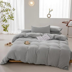 Plain Dyed Duvet Cover Set-Grey