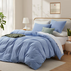 Plain Dyed Duvet Cover Set-Sky Blue
