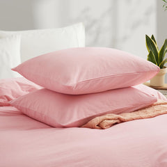 Plain Dyed Duvet Cover Set-Pink