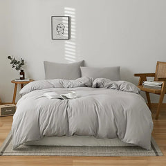 Plain Dyed Duvet Cover Set-Grey