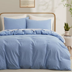 Plain Dyed Duvet Cover Set-Sky Blue