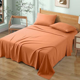 Plain Cotton Bed Sheet Set - Rust