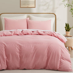 Plain Dyed Duvet Cover Set-Pink