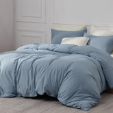 Plain Dyed Duvet Cover Set-Mineral Blue