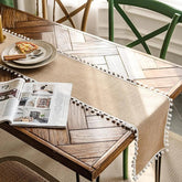 Jute Table Runner Pom-Pom Ball Fringe Trim