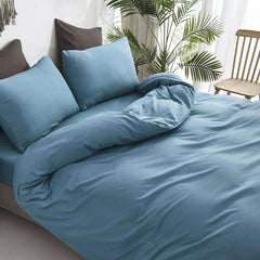 Plain Dyed Duvet Cover Set-Lake Blue
