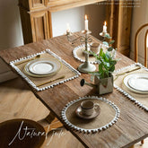 Pom-Pom Ball Fringe Trim Jute Placemats