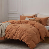 Plain Dyed Duvet Cover Set-Caramel