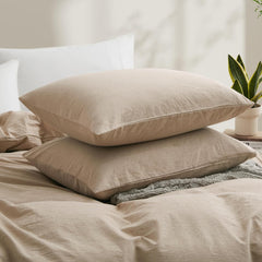 Plain Dyed Duvet Cover Set-Beige