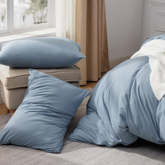 Plain Dyed Duvet Cover Set-Mineral Blue