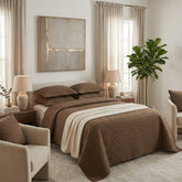 3-Piece Quilted Bedspread Set- Brown