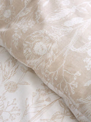 Neutral Brushed Cotton Floral Double Bed Sheet