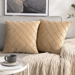 Velvet Pinch Pleated Cushion Covers - 2 Pcs Set
