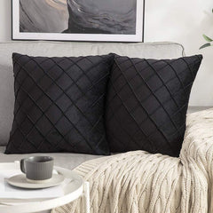 Velvet Pinch Pleated Cushion Covers - 2 Pcs Set