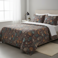 Double Cotton Bed Sheet - Vintage Floral Dark