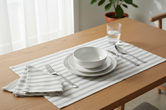 Waterproof Dining Set - Ticking Stripe Grey