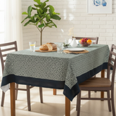 Waterproof Printed Mosaic Table Cover with Plain Cotton Border