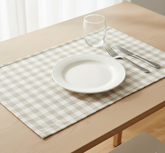 Waterproof Printed Table Mats - Beige Checked