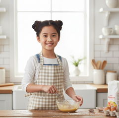 Waterproof Apron with Front Pocket - Beige Checked