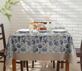 Waterproof Printed Sea Shell Table Cover with Plain Cotton Border