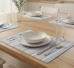Waterproof Printed Table Mats - Blue Irregular Stripe