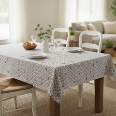 Printed Cotton Table Cover-Gray Elegance