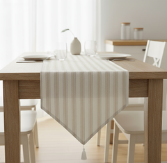 Waterproof Table Runner - Ticking Stripe Beige