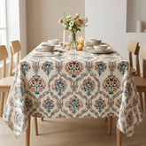 Printed Cotton Table Cover - Ivory Garden