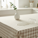Waterproof Beige Checked Printed Table Cover