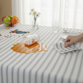 Waterproof Ticking Stripe Grey Printed Table Cover