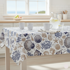 Waterproof Sea Shell Printed Table Cover