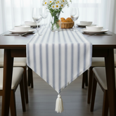 Waterproof Table Runner - Ticking Stripe Grey