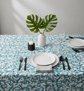 Waterproof Dining Set - Teal Green Leaves