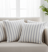 Waterproof Ticking Stripe Grey Printed Cushion Cover-1 Pc