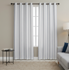 2Pc Waterproof Printed Curtains - Ticking Stripe Grey